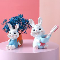 깔깔마켓MJ21 복 기원 귀여운 토끼 캐릭터 필통 책상 꽃 연필꽂이 생일선물 핸드폰거치대 인테리어소품, E-토기한가족