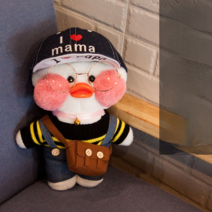 PKTOYS DIY 행운 만화 귀여운샐리 말하는 빵빵덕오리 인형 옷 애착인형 크리스마스 명절 선물, 카우보이 벨트 바지 카우보이 모자 검은, 핑크 오리 30cm [기능 없음]