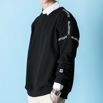 블루포스 디텔리 오버핏 맨투맨 오버핏 레터링 긴팔 티셔츠 커플룩 단체복