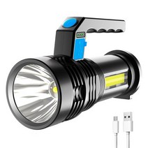 LED COB 휴대용 탐조등 4 모드 방수 스포트라이트 마이크로 USB 충전식 야외용 강력한 손전등, 02 Blue