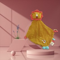 보자기천 bibs burp cloth pacifier biberon saliva 수건 진정 수면 수건 lion cartoon cotton soft 신생아 유아 턱받이 소녀 선물, 이십