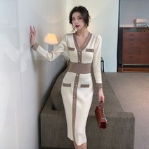 돌잔치 엄마 배색 원피스 신부 예복 빅사이즈 정장 하객룩 원피스
