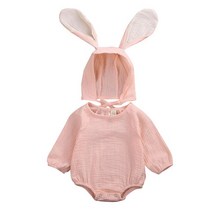 신생아옷 아기옷 2019 긴 소매 점프수트 바디 수트 귀여운 토끼 귀 모자 의상 신생아 아기 여아 의류 봄 가을
