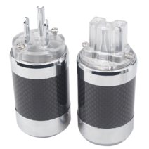 탄소 섬유 오디오 전원 플매트 카펫 매트 러그 로듐 도금 IEC 커넥터 Hifi 케이블 액세서리, [01] Silver, [03] Plug with IEC