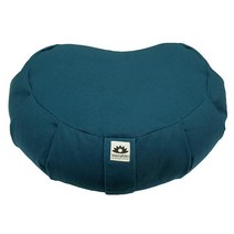 Waterglider International Zafu Crescent 미국 메밀 선체 충전재가 있는 명상 베개 인증된 유기농 면 그래스 그린, Twilight