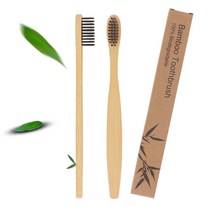 1+1 뱀부 생분해 대나무 미세모 칫솔 블랙 개별포장, 4개(1+1 X)