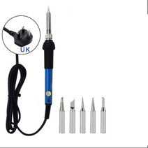 전기 납땜 인두 팁 60W 110V 가변 온도 용접 솔더 재 작업 스테이션 열 버너 수리 도구 미국 EU 영국 AU, 04 UK