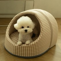 왓츄 체크 동그리 반려동물 하우스 숨숨집, 핑크