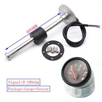 레드 백라이트 연료 게이지 52MM 레벨 센서 125MM 0-190ohm 보트 용 오일 탱크 표시기, 12 400mm