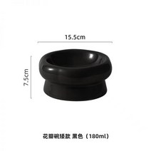 댕댕냥냥 고양이 그릇 세라믹 높은 발 목 보호대 일본 작은 물고기 비스듬한 먹이 분지 개 검은 물 그릇675308057493, 페탈 쇼트 레그 블랙_도자기 그릇 + 구름 패드
