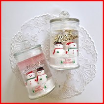 (눈사람)크리스마스 캔들 양초 젤캔들 만들기 키트(공효진용기*2개), 레몬라벤더, 핑크