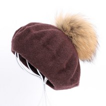 빅사이즈 비니 스노우보드비니 러닝비니 숙녀 우아한 너구리 모피 베레모 겨울 여성 화가 보닛 캡 빈티지 레드 모자