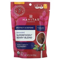 Navitas Organics 슈퍼푸드플러스 베리 혼합물 아사이베리 플러스 구기자 플러스 블루베리 150g(5.3oz), 150.25g, 6병, 150.25g