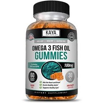 kaya naturals 오메가 3 생선 기름 구미 | 오메가 3의 최고의 공급원 | epa 앰프가 포함된 생선 기름 보충제 DHA 지방산 | 두뇌 눈 앰프를 지원하는 데 관절, 60카운트(1팩)