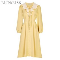 블루레이스 블루레이스 리본넥배색카라원피스_B2S1OP3601
