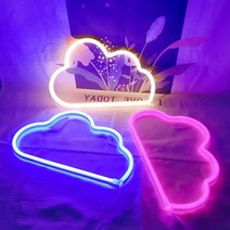 LED 구름 무드등 네온사인 무드등 아크릴 취침등 캠핑 차박 원룸 아이방 조명 인테리어 소품, 웜화이트