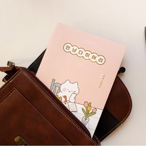 귀여운 고양이 일러스트 다이어리 여성용 만년 일기장 (pvc커버/월간 주간 프리노트), 1. 분홍