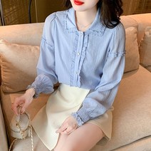 봄 남방 봄가을 캐주얼 긴팔 매치 셔츠 칼라 싱글 버튼 심플 솔리드 컬러