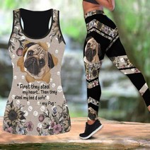 쓰리디 저온3d펜 어린이3d펜 필라멘트 Pug Dog 3D 여성용 인쇄 된 요가 복장 운동 레깅스 휘트니스 스포츠, 02 GRAY_04 L