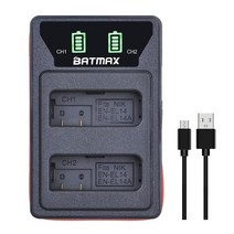 호환 부품 2x1530mAh EN-EL14 EN EL14 EN-EL14a 배터리 듀얼 LCD 충전기 Nikon P7800P7100D3400D5500D5300D5200D3200MH, [07] 1Pc