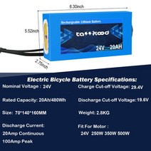 전기자전거 부품 용품 수리 Ebike 24 V 15AH 전기 자전거 볼트 18650 충전식 리튬 이온 배터리 팩 모터