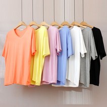 이힝 7컬러 데일리 레이온 브이넥 찰랑 반팔티셔츠 반팔 티셔츠