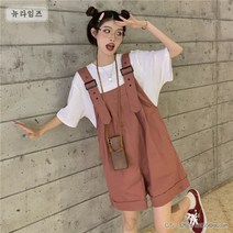 여성점프수트 멜빵 팬츠 슬림 캐주얼 5부 일자 와이드 뉴타임즈 C17 I944L124