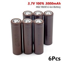 18650 3.7V HG2 18650 배터리 3000mAh 20A 스크루드라이버 용 고전력 방전 리튬 이온 대전류, 04 6pcs