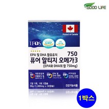 식약처 알티지오메가3 캐나다 rtg 초임계알티지오메가스리 추출 엔초비 EPA DHA 혈행 눈건강 항산화 비타민E 비타민D 영양제 비린내안나는 최고등급 고함량 건강기능식품, 1개