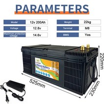 인산철 배터리 밧데리 골프 카트 RV 캠핑카용 에너지 일본 12V 60 1, 5.12V 200Ah Length 525
