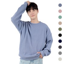 남성용 오버핏 코듀로이 소프트 라운드 맨투맨 티셔츠