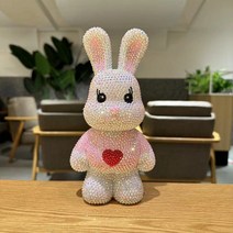 현금통 휴대용 차량용 금고 Kawaii Rabbit Piggy Bank Full Diamond Cartoon Statue Safe Money Box Lover' s Gift, 02 Pink