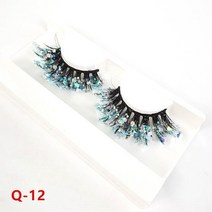 붙이는 속눈썹 컬러 발광 3d 인조 반짝이 스팽글 두껍고 과장된 유럽 및 미국 무대 메이크업, q-12