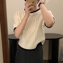 코코블랑 도러블 배색 반팔니트