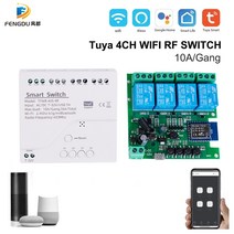 스마트 홈 와이파이 스위치 4CH DC/AC 7-32V 85-250V 220V 24V RF 수신기 10A Wifi 릴레이 모듈 Alexa DIY, 2.85-250V