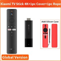 샤오미-글로벌 버전 TV 스틱 4K 안드로이드 11 휴대용 동글 2GB RAM 8GB ROM 돌비 비전 DTS 서라운드 사운드 구글 어시스턴트, [02] US Plug Version, [03] Add Red Cover