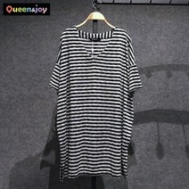 퀸앤조이 보카시 단가라 브이넥 박시 반팔 원피스