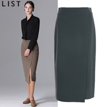 리스트 리스트 슬릿 포인트 솔리드 랩 스커트