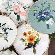 프랑스자수 ( 꽃 십자수 세트 DIY 만들기 재료 세트, 1.치자꽃20cm