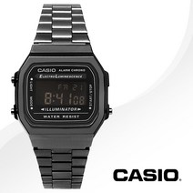 [CASIO] 카시오 A168WGG-1B 남성 메탈 블랙크롬도금 디지털 시계