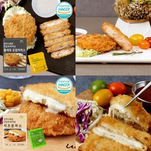 국산돼지 통등심 치즈 통새우 돈까스 육쪽마늘 떡갈비 5팩+5팩, 통새우오징어까스5팩 and 치즈돈까스5팩
