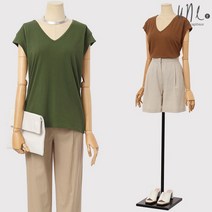 윈(une)딥브이넥모던프렌치티셔츠