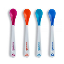 먼치킨 온도감지 이유식 스푼 4종, 오렌지, 핑크, 그린, 블루, 4개입