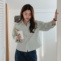 여성 엘리마 스탠다드 컬러 크롭 셔츠