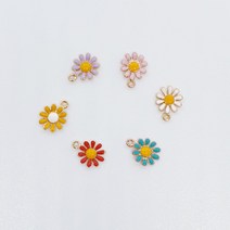 컬러 데이지 꽃 키링 펜던트 악세사리부자재 에어팟키링 키링제작 금속키링 가방키링