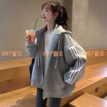 여성 간절기 집업후드티 스트라이프 청소년 중고생 교복