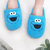 세서미 쿠키몬스터 털 겨울 실내화 거실화 슬리퍼 사무실, 블루