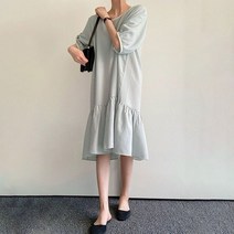아이우먼 밑셔링라운드배색원피스 TGK034M206 빅사이즈