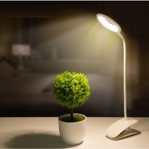 집게형 클립형 무선 LED 책상 스탠드 독서등 침대등, 화이트