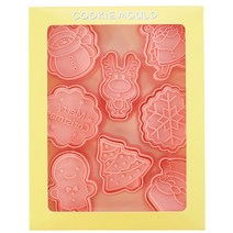 크리스마스 만화 쿠키 금형 풀 세트 홈 3D 스테레오 프레스 커팅 다이 캔디 베이킹 도구, E